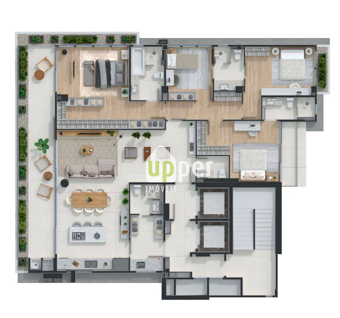 Apartamento à venda com 4 quartos, sendo 4 suítes, 3 vagas, 199m² na região do bairro Jardim Blumenau, próximo à Rua Pastor Stutzer, Blumenau