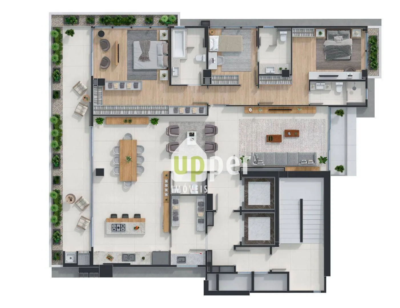 Apartamento à venda com 4 quartos, sendo 4 suítes, 3 vagas, 199m² na região do bairro Jardim Blumenau, próximo à Rua Pastor Stutzer, Blumenau