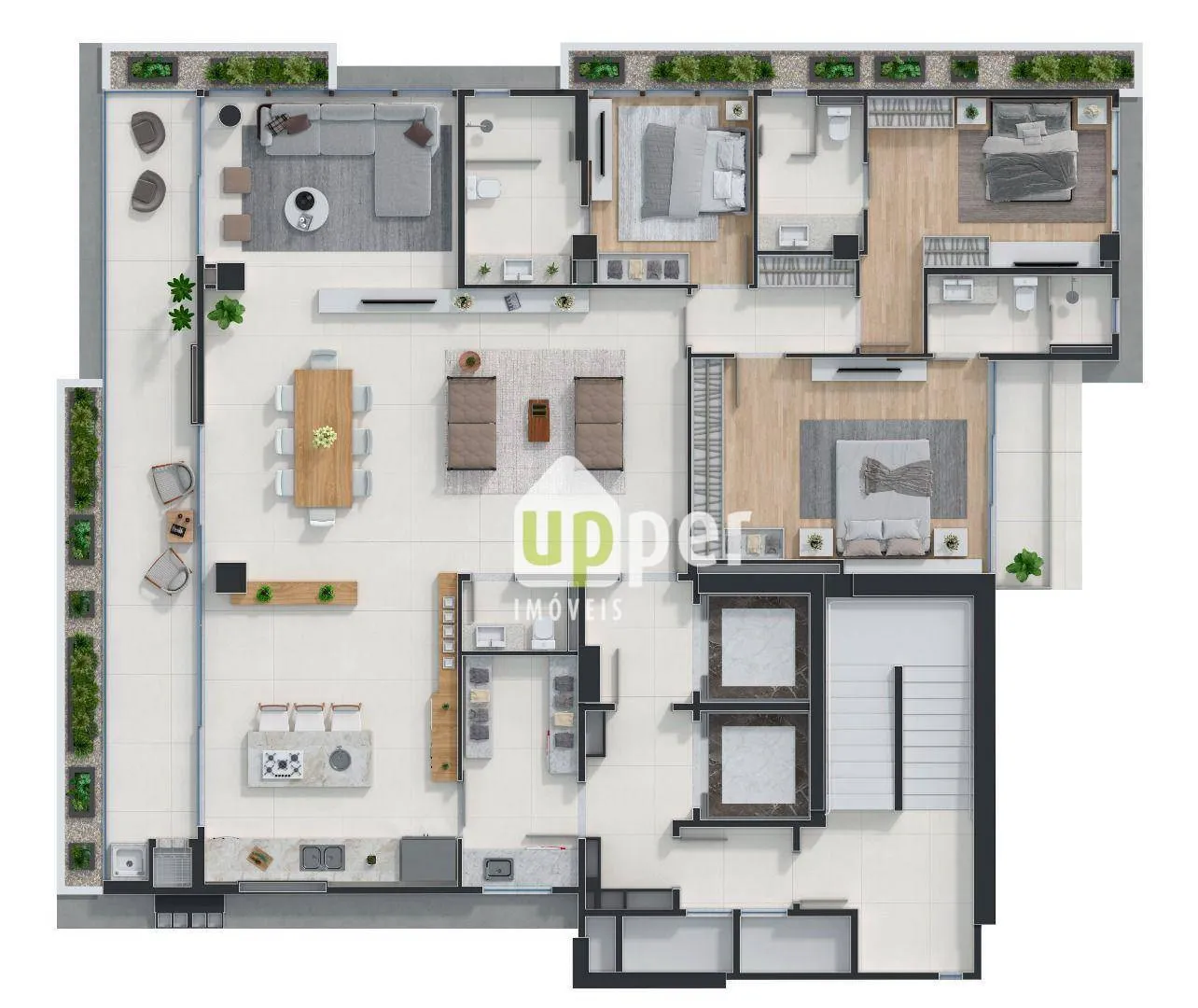 Apartamento à venda com 4 quartos, sendo 4 suítes, 3 vagas, 199m² na região do bairro Jardim Blumenau, próximo à Rua Pastor Stutzer, Blumenau