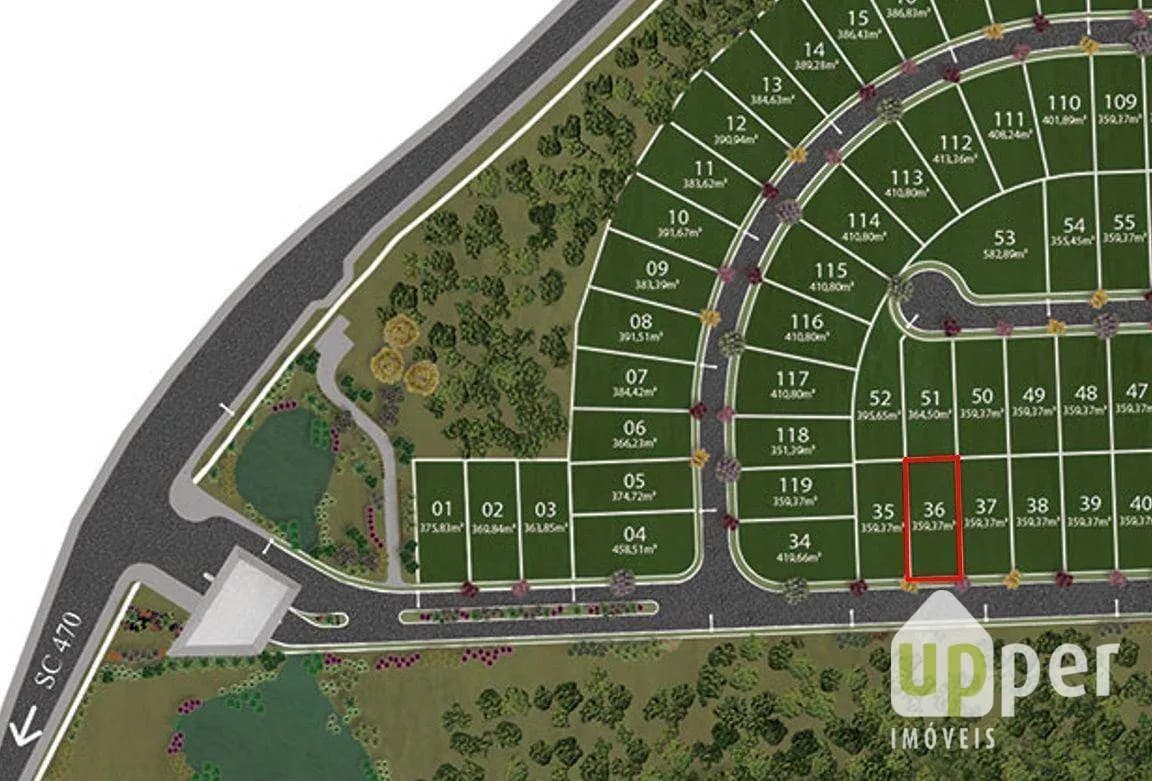 Terreno à venda, 375m² na região do bairro Ponta Aguda, próximo à Rua Silvano Cândido da Silva Sênior, Blumenau